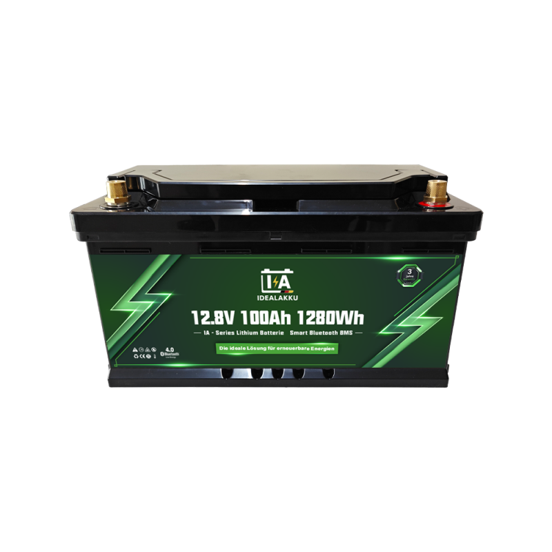 Idealakku IA-Serie LiFePO4-Batterie 12 V 100 Ah Wohnmobil-Untersitzbatterie mit Smart-BMS und Bluetooth