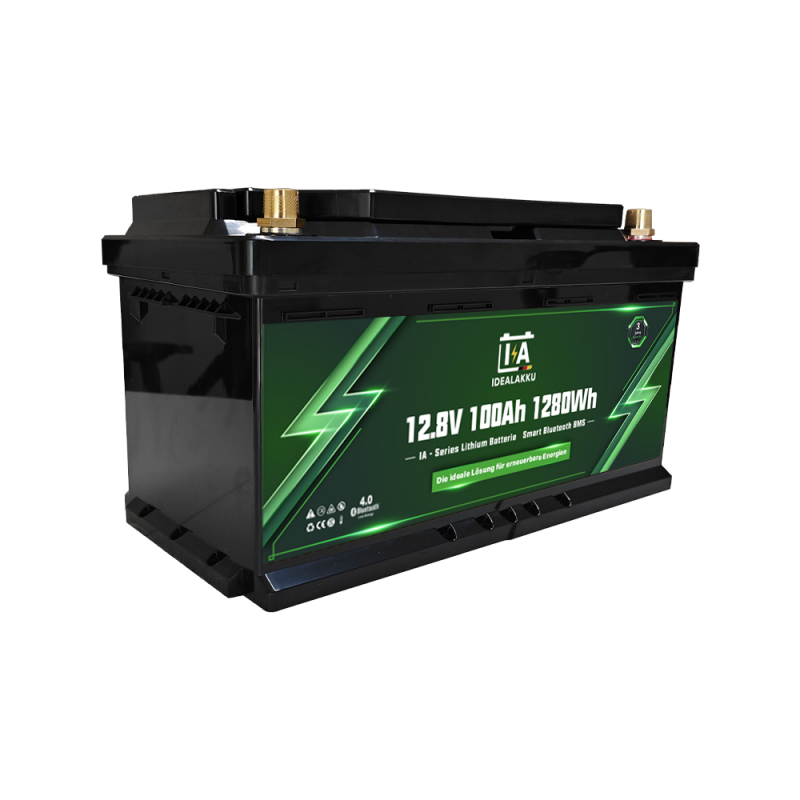 Idealakku IA-Serie LiFePO4-Batterie 12 V 100 Ah Wohnmobil-Untersitzbatterie mit Smart-BMS und Bluetooth