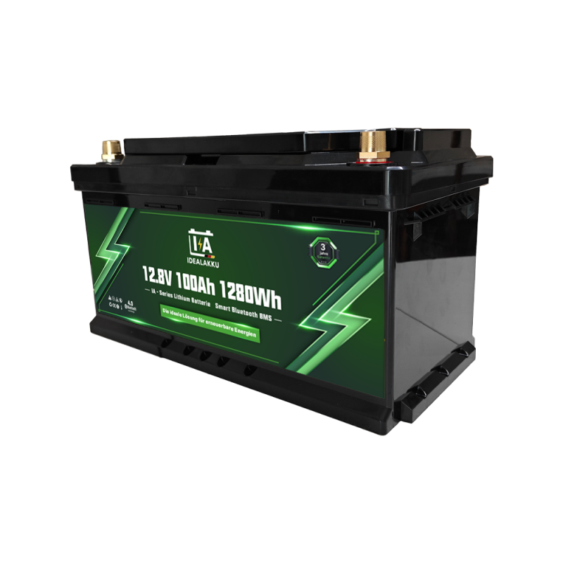 Idealakku IA-Serie LiFePO4-Batterie 12 V 100 Ah Wohnmobil-Untersitzbatterie mit Smart-BMS und Bluetooth