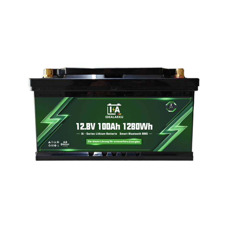 Idealakku IA-Serie LiFePO4-Batterie 12 V 100 Ah Wohnmobil-Untersitzbatterie mit Smart-BMS und Bluetooth