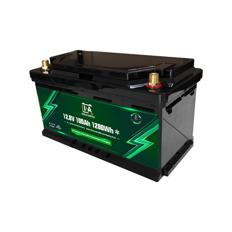 Idealakku IA-Serie LiFePO4-Batterie 12 V 100 Ah Wohnmobil-Untersitzbatterie mit Smart-BMS, Bluetooth und Heizung