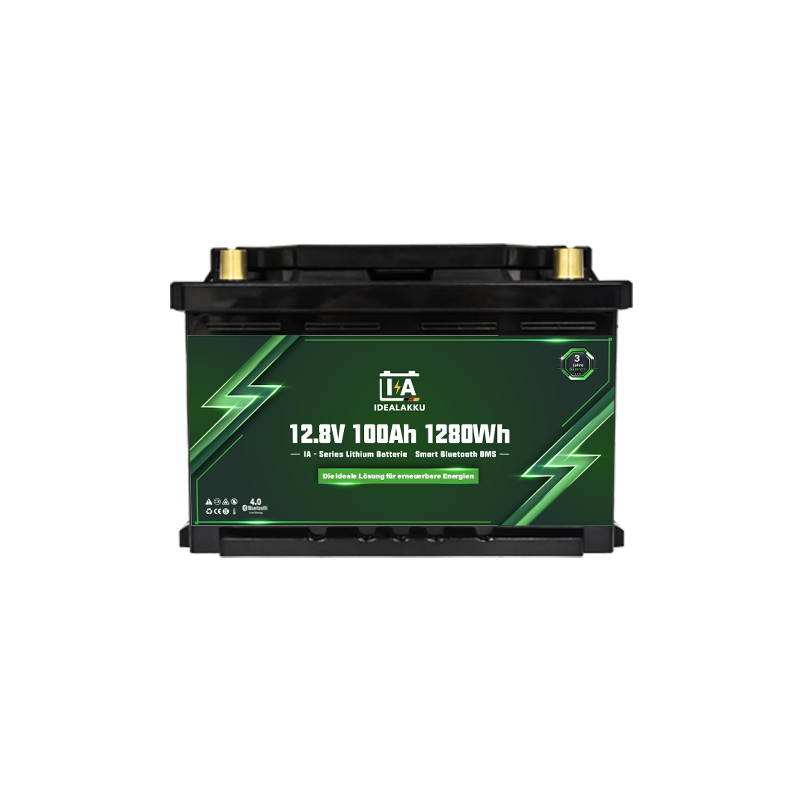 Idealakku IA-Serie LiFePO4-Batterie 12 V 100 Ah Mini Wohnmobil-Untersitzbatterie mit Smart-BMS und Bluetooth