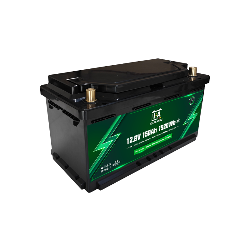 Idealakku IA-Serie LiFePO4-Batterie 12 V 150 Ah Wohnmobil-Untersitzbatterie mit Smart-BMS, Bluetooth und Heizung