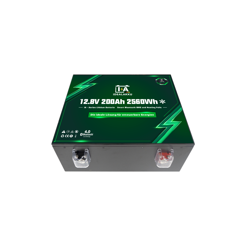 Idealakku IA-Serie LiFePO4-Batterie 12 V 200 Ah Wohnmobil-Untersitzbatterie mit Smart-BMS, Bluetooth und Heizung