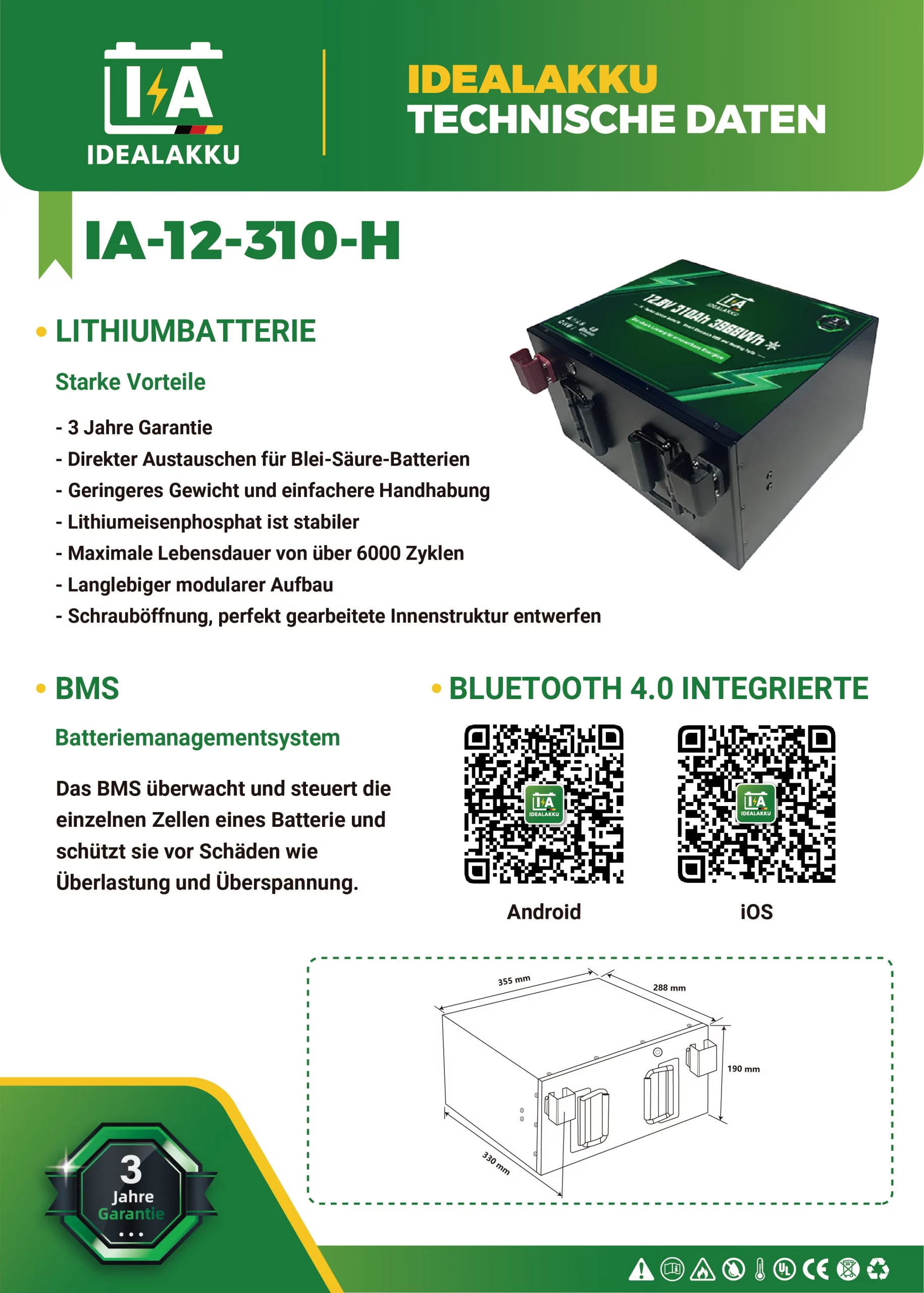 Idealakku IA-12-310H Datenblatt Seite 1