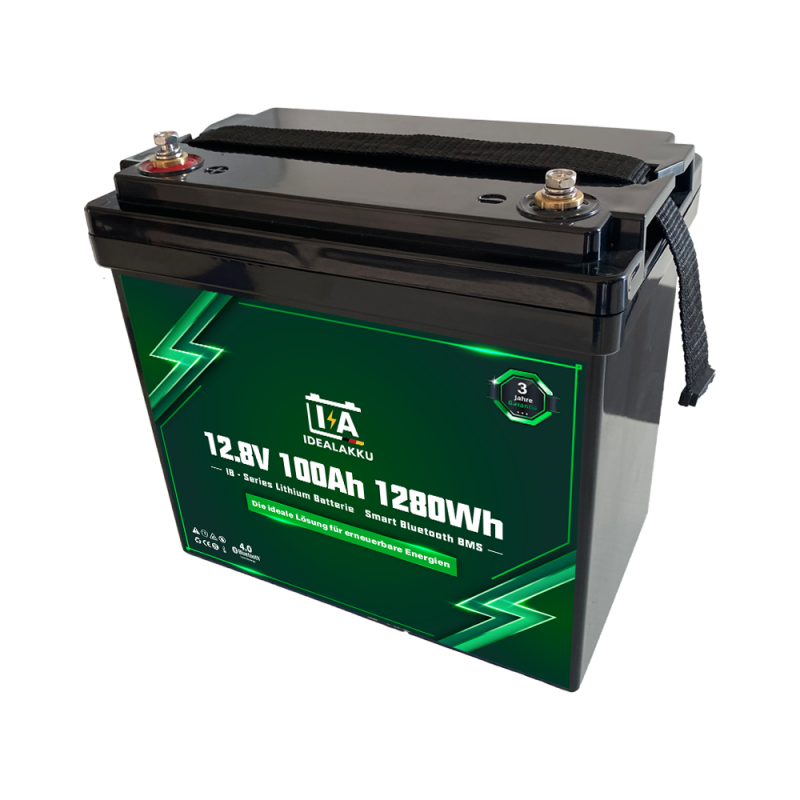Idealakku IB-Serie LiFePO4-Batterie 12 V 100 Ah Mini mit Smart-BMS und Bluetooth