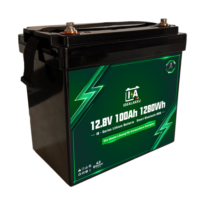 Idealakku IB-Serie LiFePO4-Batterie 12 V 100 Ah Mini mit Smart-BMS und Bluetooth