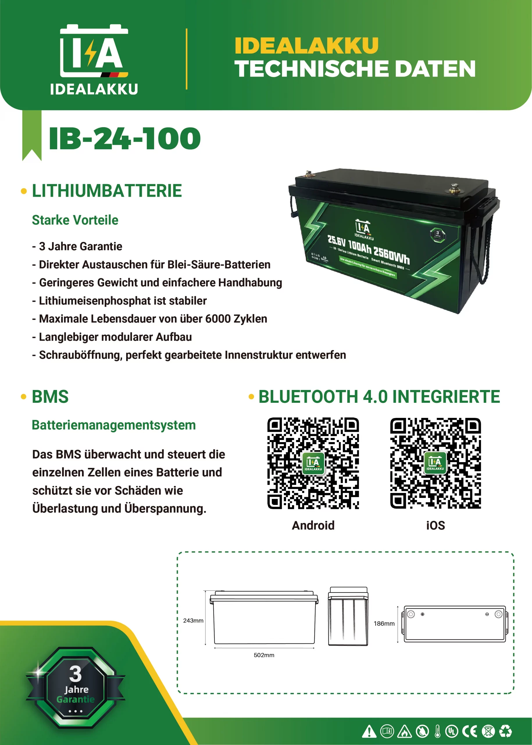 Idealakku IB-24-100 Datenblatt Seite 1