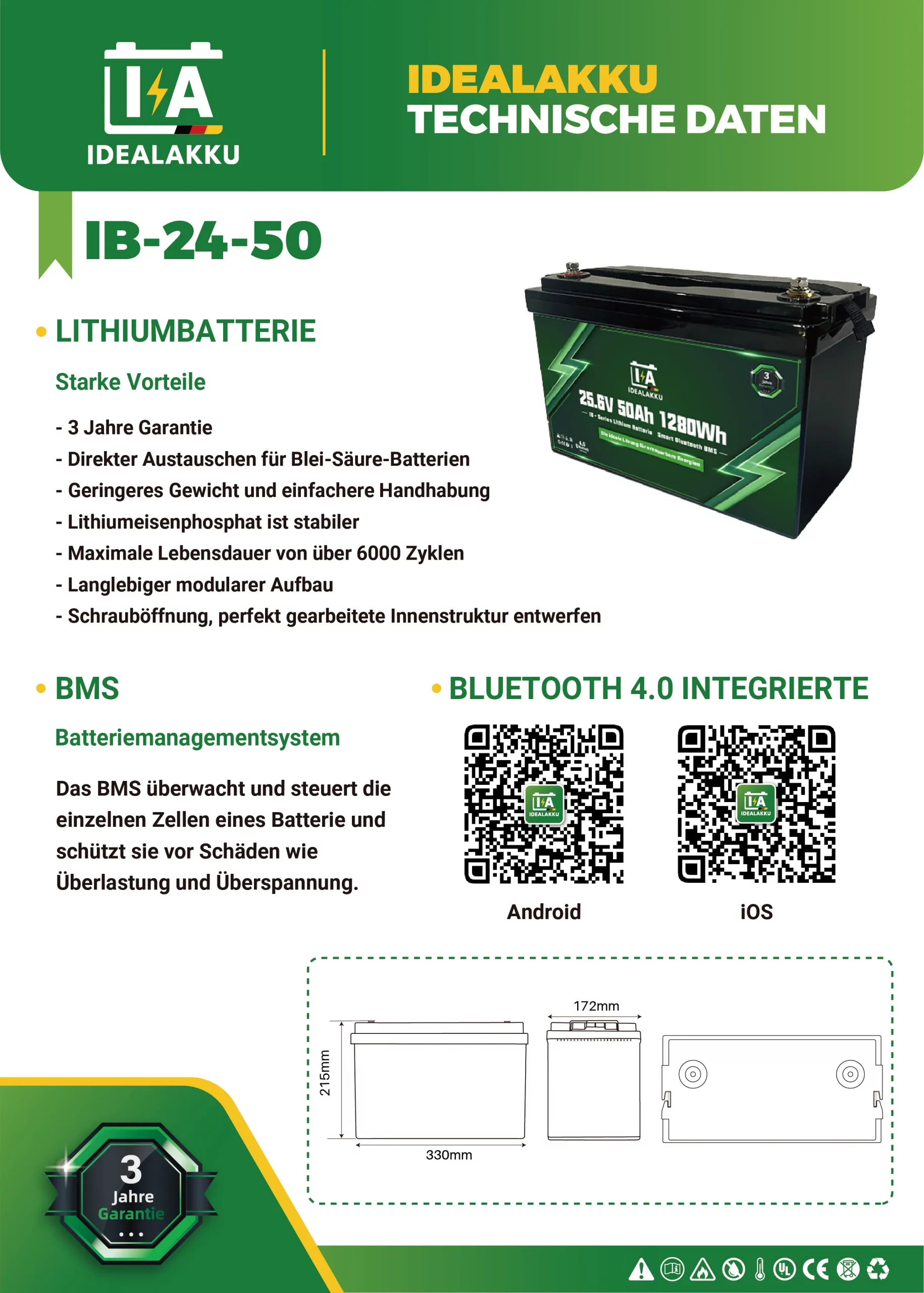 Idealakku IB-24-50 Datenblatt Seite 1