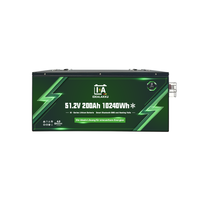 Idealakku IB-Serie LiFePO4-Batterie 48 V 200 Ah mit Smart-BMS, Bluetooth und Heizung