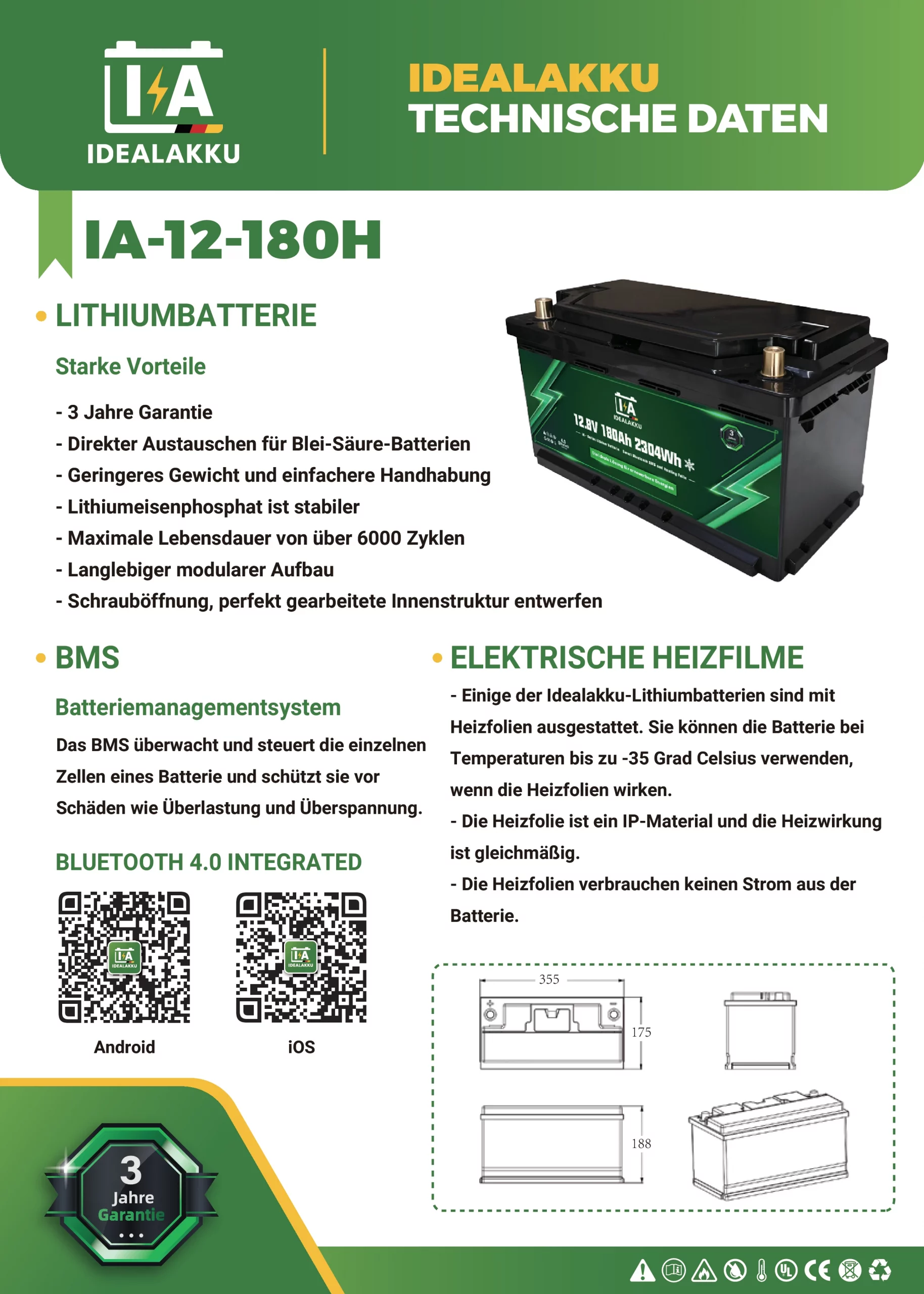 Idealakku IA-12-180H Datenblatt Seite 1