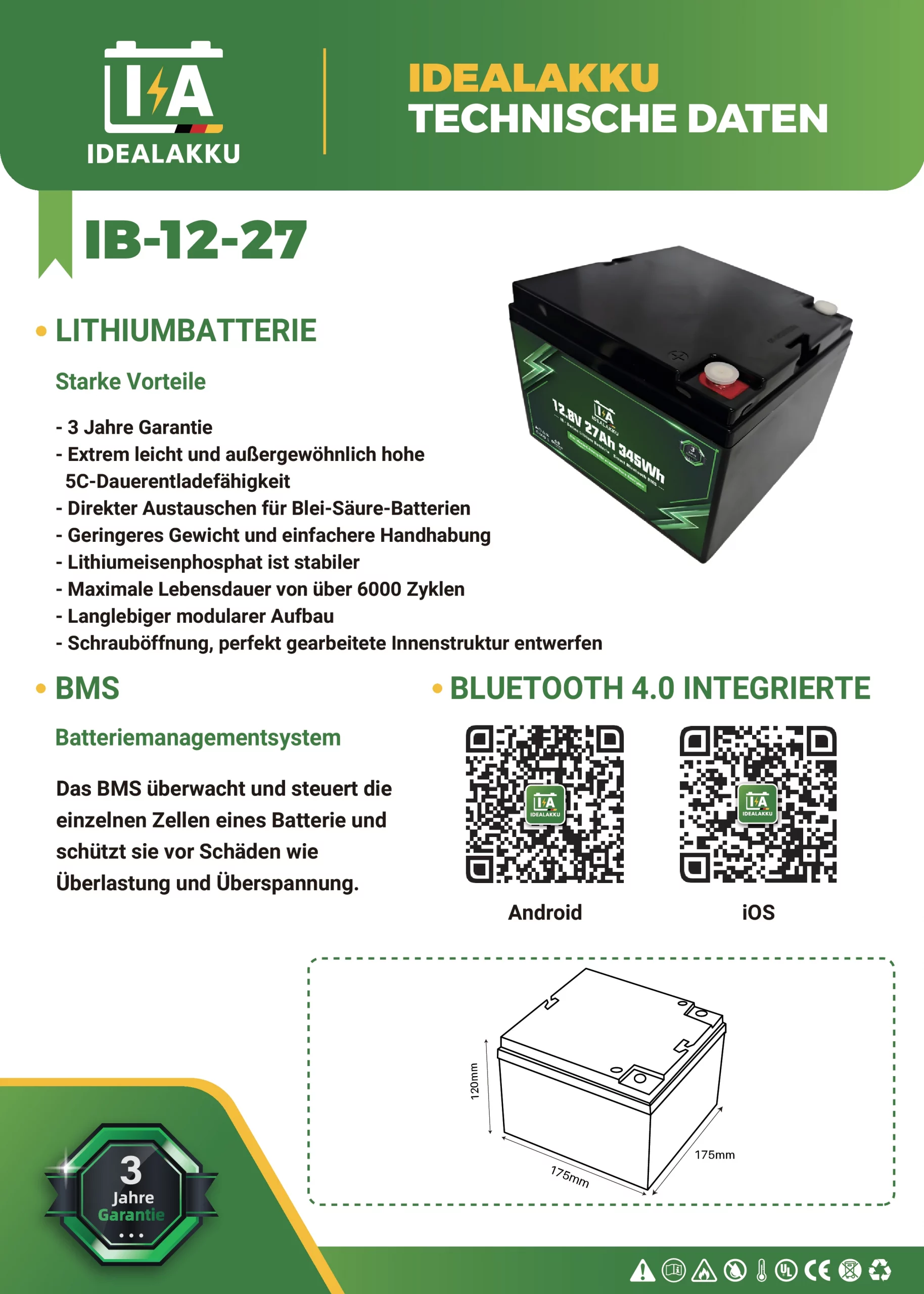 Idealakku IB-12-27 Datenblatt Seite 1