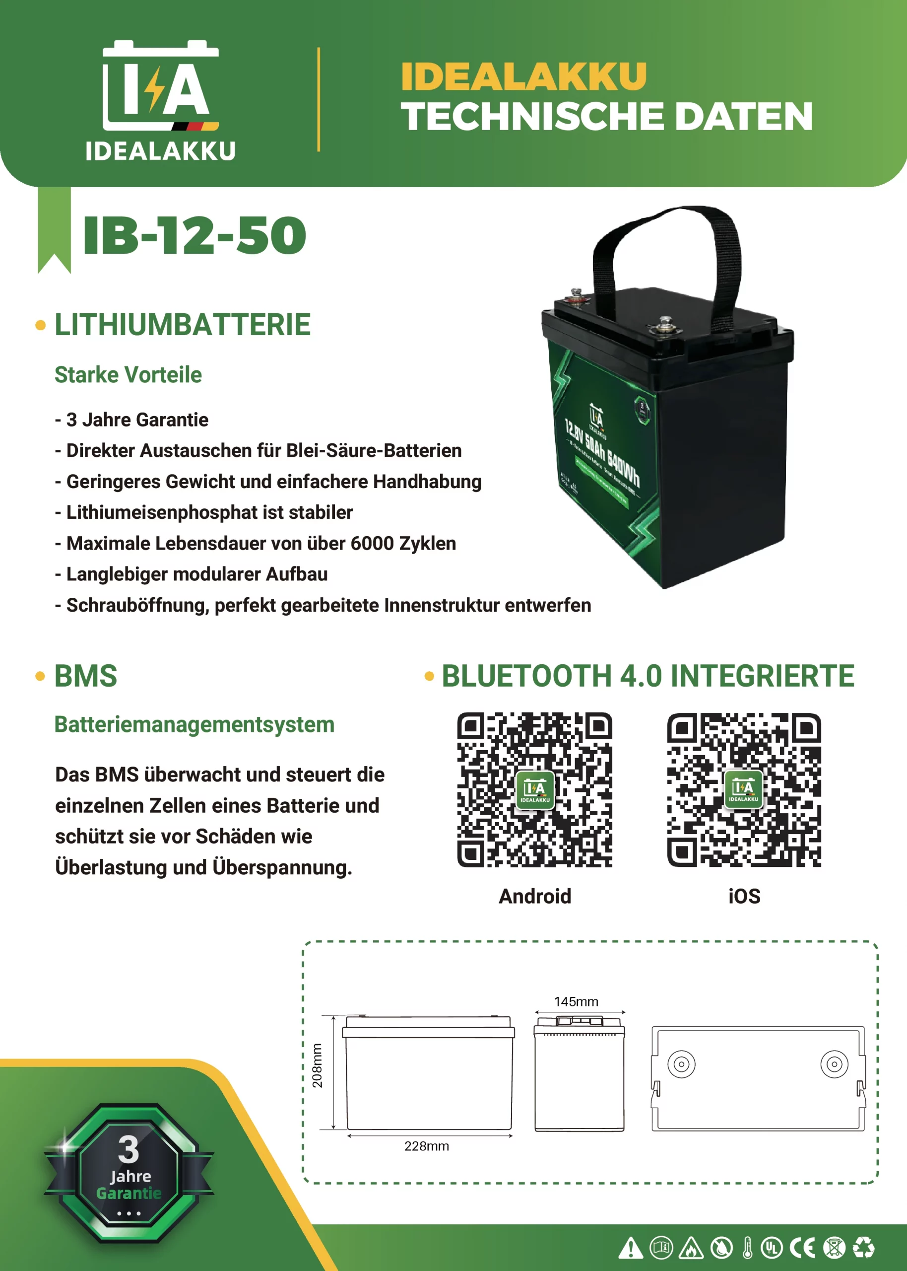 Idealakku IB-12-50 Datenblatt Seite 1