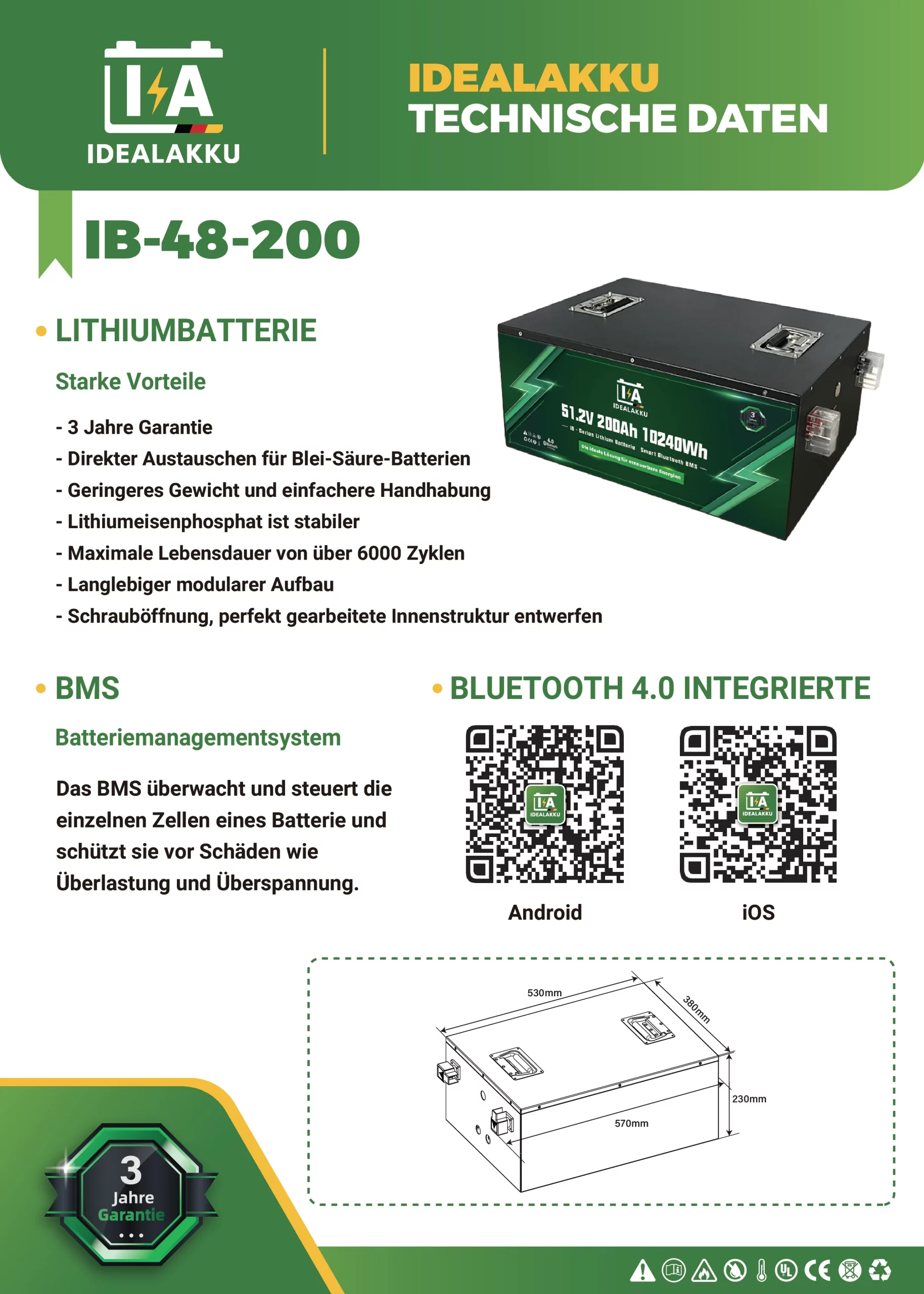 Idealakku IB-48-200 Datenblatt Seite 1