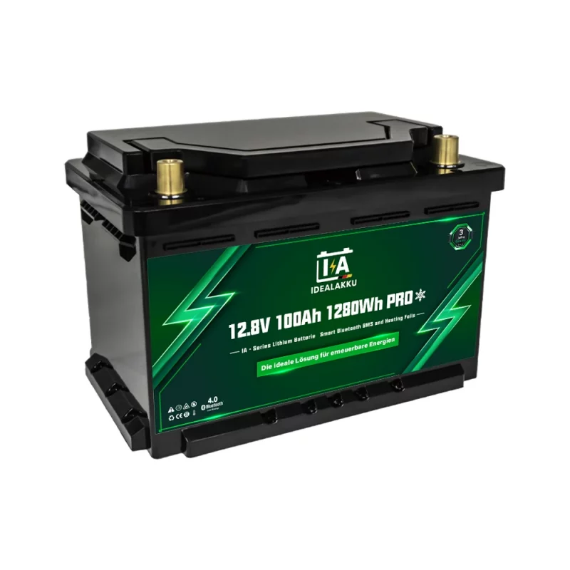 Idealakku IA SERIES Lithium Batterie LiFePO4 12V 100Ah MINI PRO Smart BMS mit Bluetooth Wohnmobil Untersitzbatterie mit Heizung